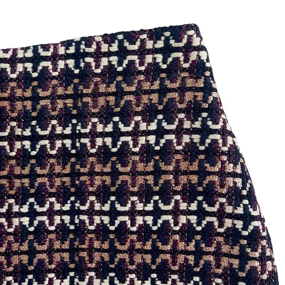 Express high waisted metallic tweed A-line mini skirt in black print - Picture 8 of 12